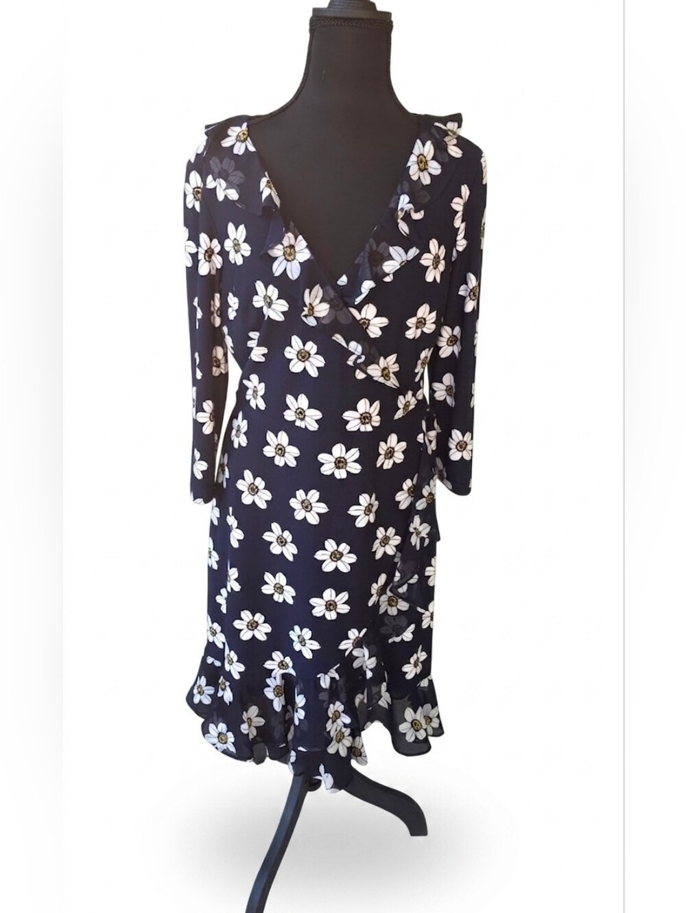Tommy Hilfiger Navy Floral Wrap Midi Dress Size 6
